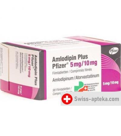Амлодипин плюс Пфайзер 5/10 мг 98 таблеток покрытых оболочкой