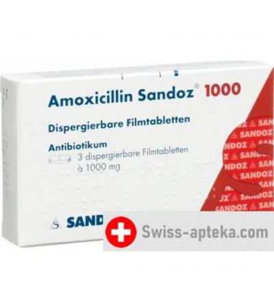 Амоксициллин Сандоз 1000 мг 3 диспергируемые таблетки