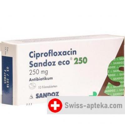 Ципрофлоксацин Сандоз ЭКО 250 мг 10 таблеток покрытых оболочкой
