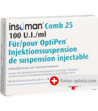 Инсулин Инсуман Комб 25 5 x 3 мл суспензия для инфузии
