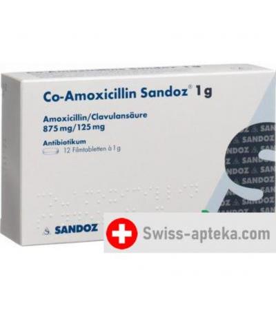 КО Амоксициллин Сандоз 1 грамм 12 таблеток покрытых оболочкой