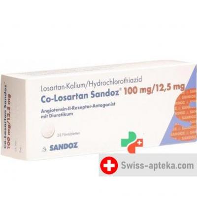 Ко Лозартан Сандоз 100/12.5 мг 28 таблеток покрытых оболочкой