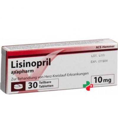 Лизиноприл Аксафарм 10 мг 30 таблеток