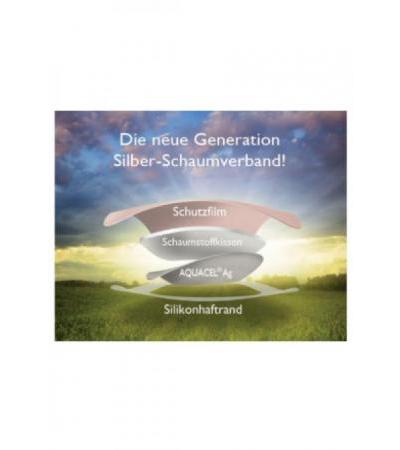 AQUACEL Ag Foam adhäsiv 8x8cm 10 Stk