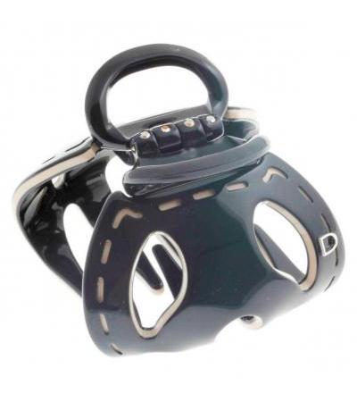 Devisage - Klemme handmade schwarz ohne Metall rund 7.5cm