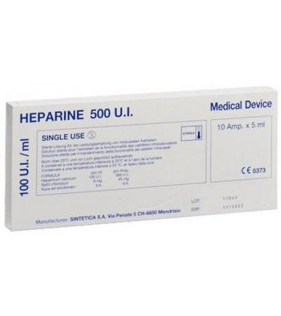 HEPARIN SINTETICA INJ LÖS 500 IE 10 AMP 5 ML