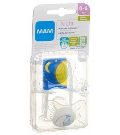MAM NIGHT NUGGI SILIKON 0-6 MONATE BOY 2 STK